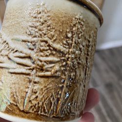 Vintage Set Of 4 Schulz Porcelain Cups Limited Edition with Mt. St. Helens Ash Glaze - Just Beautiful  
