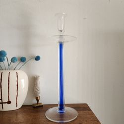 Vintage Ribbed Glass Candlestick Holder Ethan Allen Home Collection 
