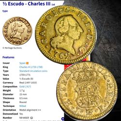 1762. MEDIO ESCUDO DE ORO CAROLIS III