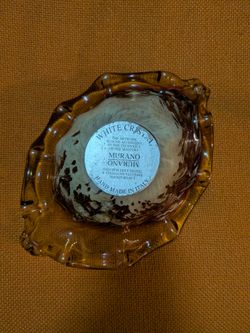 Mid Century Modern Murano White Crystal Glass Bowl Italy