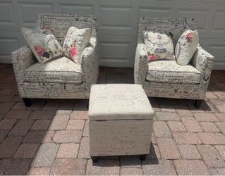 2 LR Chairs + Ottoman