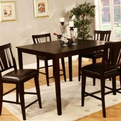 Table and 4 Chairs Espresso Counter Height