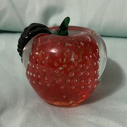 Beautiful Vintage Lenox Glass Apple Controlled Bubbles Blown Glass in Excellent Condition