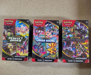 Pokémon 3 Booster Bundles – Perfect Order, Chaos Rising & Pitch Black – $100