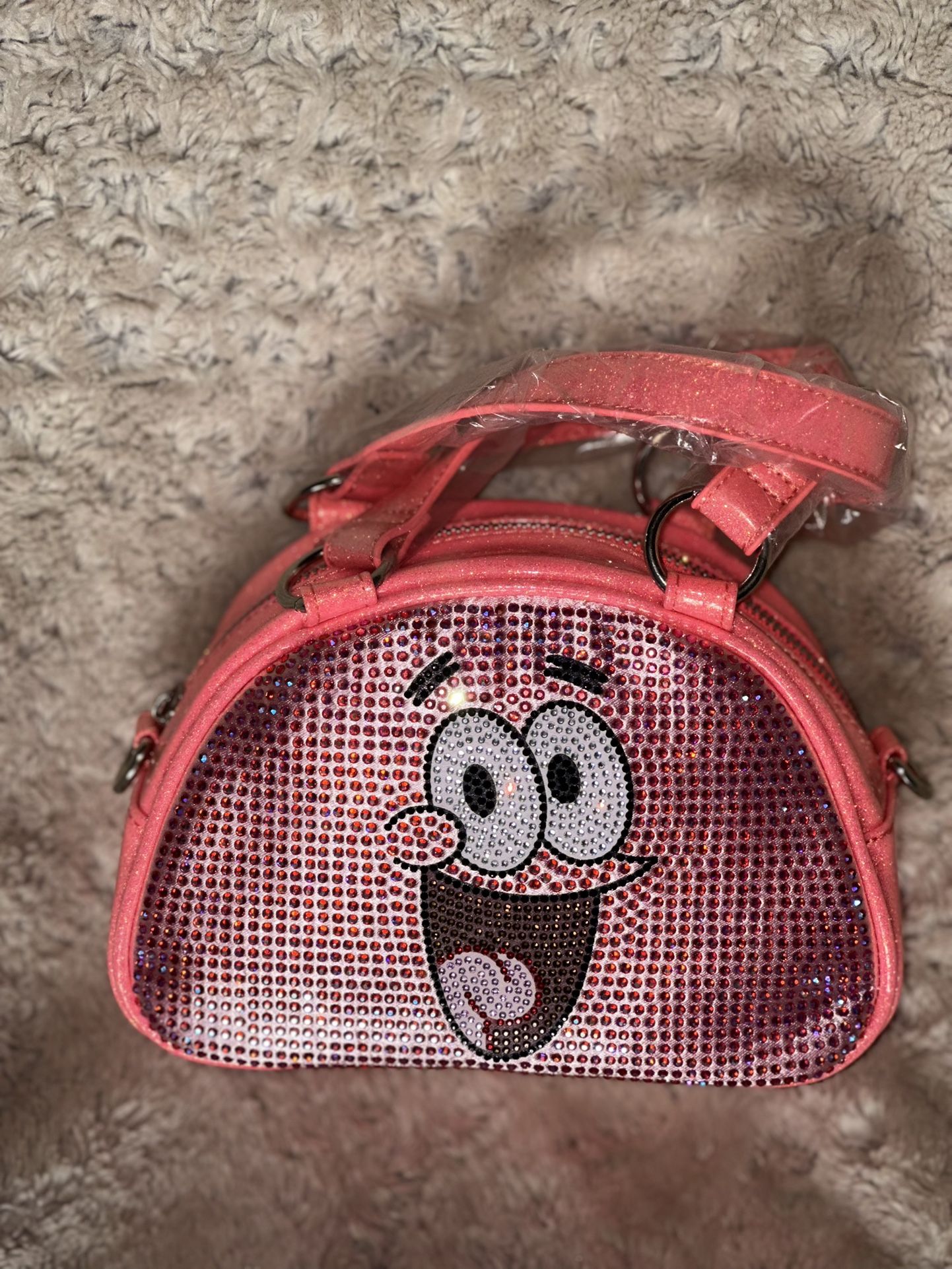 Dolls Kill x Spongebob Patrick Rhinestone Bowler Bag - Pink