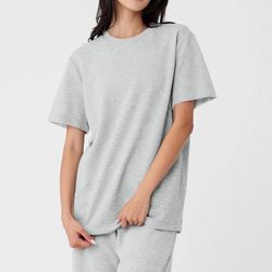 Alo Yoga Chill Short Sleeve - Athletic Heather Grey Unisex S NWOT