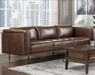 Soren brown leather sofa
