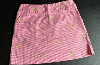 J. Crew Pink Gingham Embroidered Mini Skirt