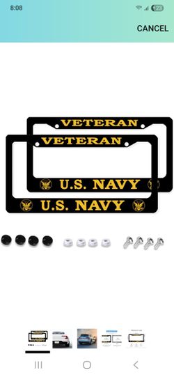 Navy License Plate Frame 2 Pcs Set