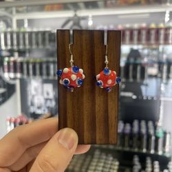 Unique handmade Glass lampwork bead earrings 925 sterling silver