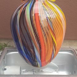 Multicolor Blown Glass Flower Base 