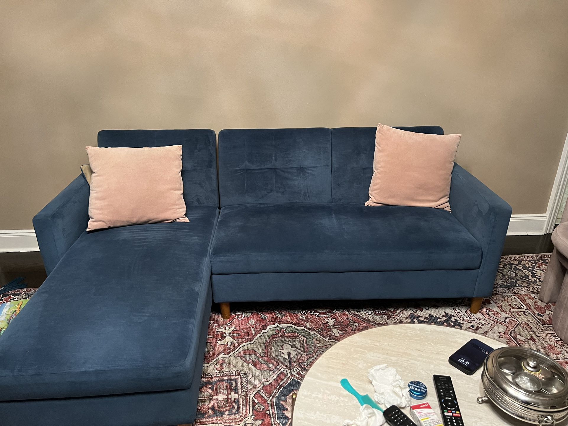 84” Chenille Reversible Sleeper Sofa & Chaise