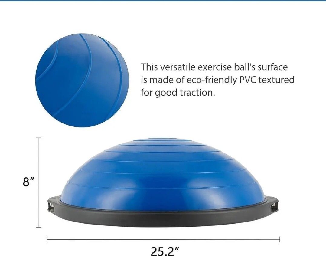 ZELUS 25in. Balance Ball | 1500lb Inflatable Half Exercise Ball Wobble Board