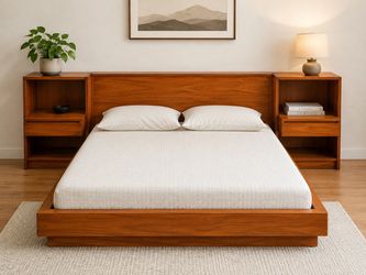 Danish Teak Queen Size Bed Frame With Nightstands