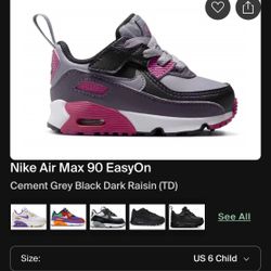 Nike Air Max 90 EasyOn Cement Grey Black Dark Raisin (TD)