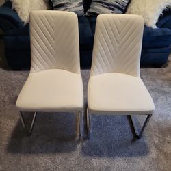 Two Leather White Chairs