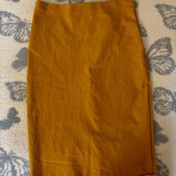 Faux Leather Mustard Pencil Skirt 