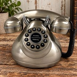 Vintage Polyconcept 50’s Monster Phone Silver Retro Corded Telephone - MCM Decor