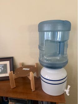 Glass Water Dispenser with Wooden Stand – Great Condition