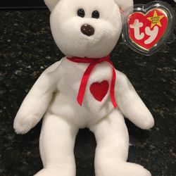 Rare “Valentino the Teddy Bear” Ty Beanie Original Beanie Baby  ….Best Offer