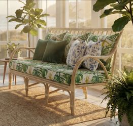 Double Rail Rattan Loveseat