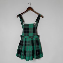 Collectif x ModCloth Green Plaid Shortall Playsuit