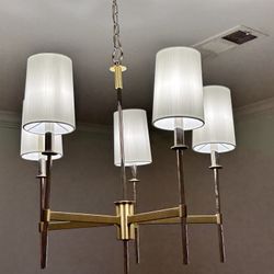 (2) Traditional 5-Candle Mixed-Metal Chandelier