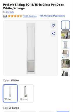 PetSafe Sliding Glass Pet Door White X-Large Fits 75 7/8” to 80 11/16” Doors Up To 220 lb Dogs NEW 