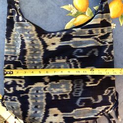 Ikat Style Print Shoulder Bag W/Fringe
