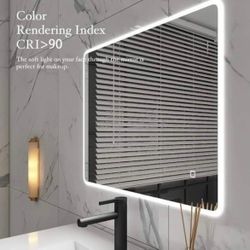 NEW Silver 36 in. W x 28 in. H Large Rectangular Frameless Anti-Fog LED Wall Ceiling Bathroom Vanity Mirror