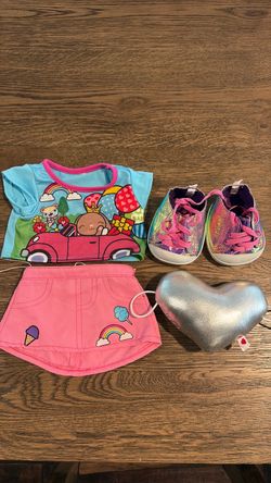 Build A Bear skirt, blouse, tennis shoes and heart attachment