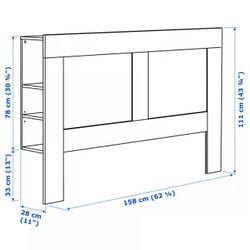 IKEA Queen Sized Bed Headboard Only w/ Storage Shelves on Both Sides - some scuffs on top - $25