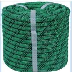 Braided Polyester Arborist Rigging Rope (3/8 inch X 100 feet) High Strength Outdoor Rope for Rock Climbing Hiking Camping Swing, Green/Black