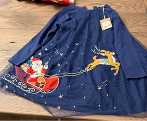 Girls Brand new Mini Boden College Navy Sleigh Jersey Tulle Applique Dress