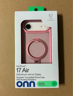 onn MagSafe Compatible Phone Case with Kickstand for iPhone Air - Pink/Frosted Clear