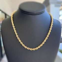 Jewelry 10k yellow gold hollow Rope chain necklace 18.00” 5.00mm