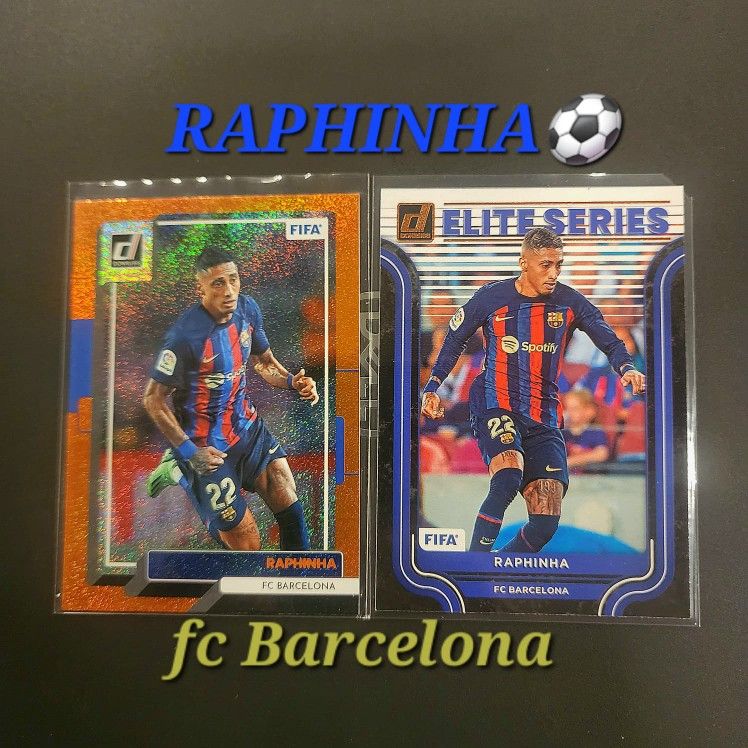 ⚽ Raphinha FC Barcelona – Donruss Elite Series & Orange Parallel Cards (Set of 2)