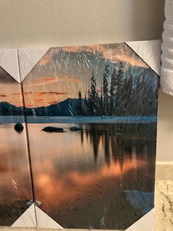 Brand new! 3-Piece Winter Mountain Lake Canvas Wall Art