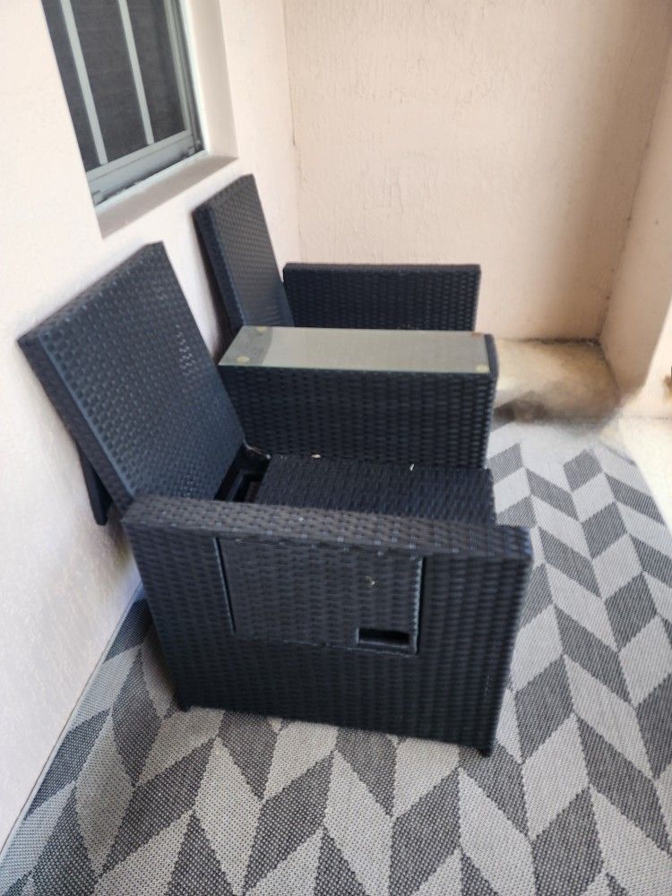 Patio Wicker Loveseat - Outdoor Rattan Sofa Set - Adjustable Lounge Chair with Ottoman Footrest, Wicker Furniture for Garden, Patio, Balc