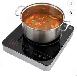 Single Electric Cooktop 1800W, Portable Induction Cooktop, Hot Plate, 1 Burner Countertop Burner Cooker, 9 Power Levels, Timer, Auto-Shut-Off, Touch P