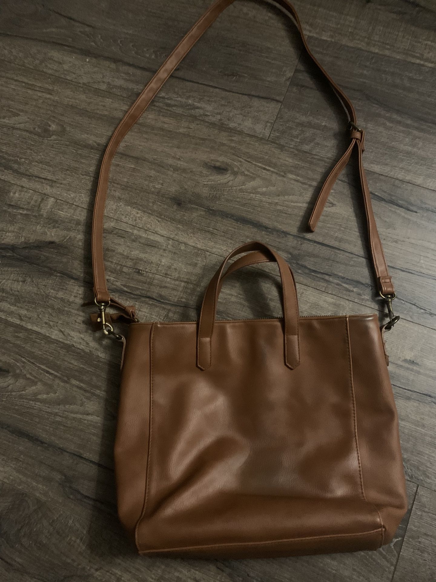 Universal Thread cognac faux leather purse. Handles or detachable shoulder strap