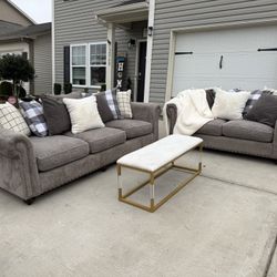 Cindy Crawford Sofa And loveseat With Nailhead Trim 