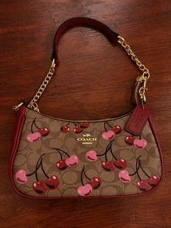 Coach Cherry Signature Canvas Shoulder Bag