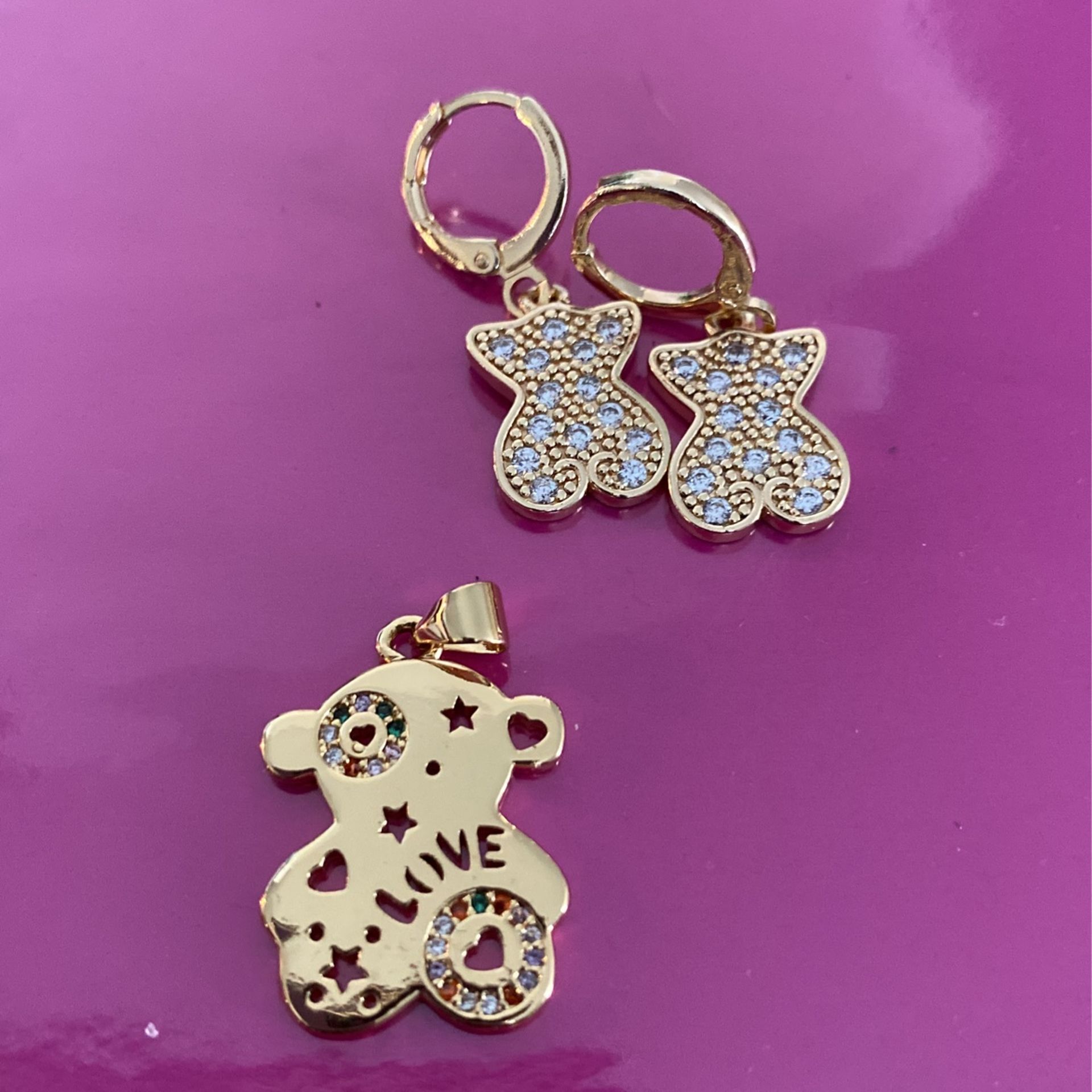 Bear Charm & Earring Set