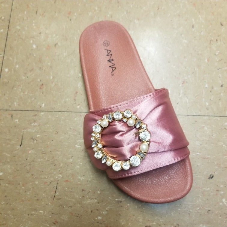 NWT 3 left only! Pink Satin Faux Fur Sandals
