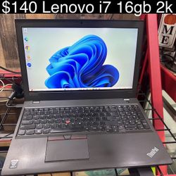 Lenovo Thinkpad 2K Laptop 15” 16gb i7 M.2 SSD Windows 11 Includes Charger, Good Battery 