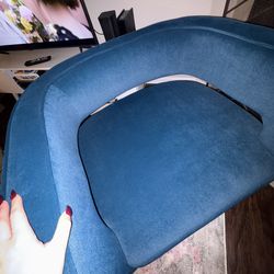 Teal Velvet Barrel Swivel Chair