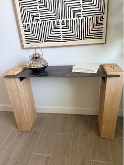Modern Solid Wood & Metal Console Table