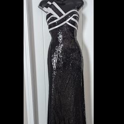 Black & Silver Sequin Sherri Hill Evening Gown