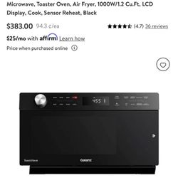 Galanz 4-in-1 ToastWave with TotalFry 360, Convection, Microwave, Toaster Oven, Air Fryer, 1000W/1.2
